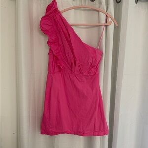 Pink ruffle sleeve dress